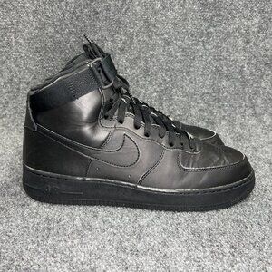 Nike Air Force 1 Shoes Men's 11.5 Black Leather High Top Retro Athletic Sneakers